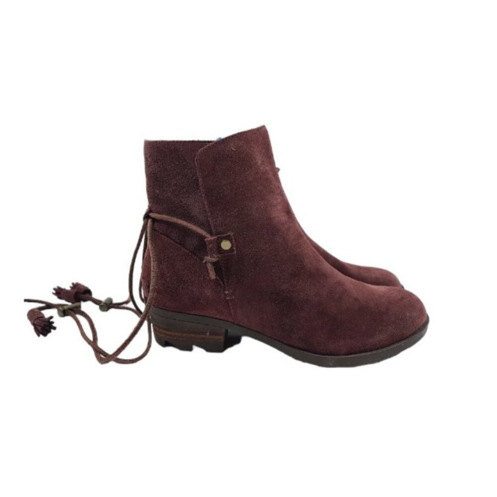 Sorel Women's Burgundy Farah Short Suede Waterproof‎ Ankle Bootie Size 7